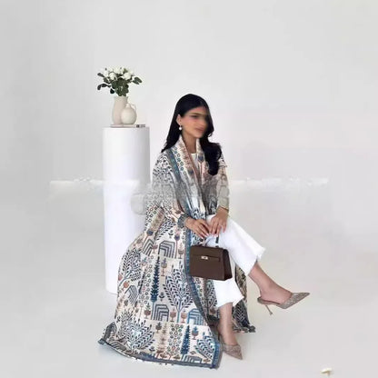 Pleated Trench Djellaba Hot-selling Printed Shawl Cardigan Ethnic Style Cloak Coat - Gizmo Galaxy