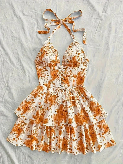 New SpringSummer European And American-style Camisole Top And Audrey Hepburn-inspired Designer Floral Dress - Gizmo Galaxy