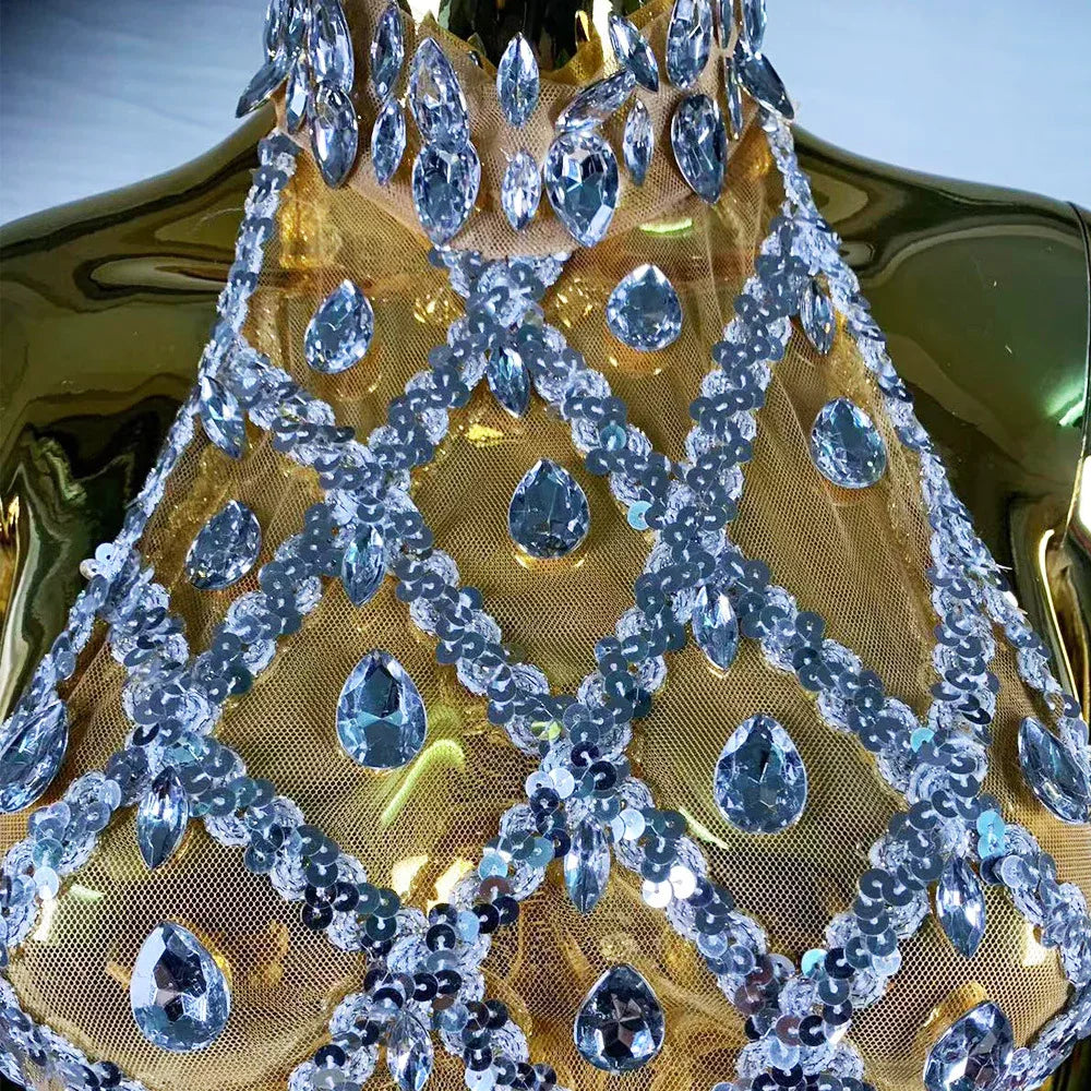 High-end Women's Heavy-duty Rhinestone Plaid Sequined Gloves Ultra-short Dress - Gizmo Galaxy