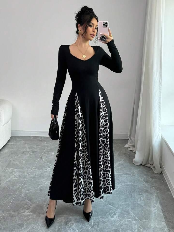 Womens Slimming Split Formal Dress With Long Sleeves - Gizmo Galaxy