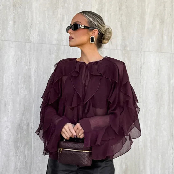 Fashionable High-end Layered Ruffle Blouse For Women - Gizmo Galaxy