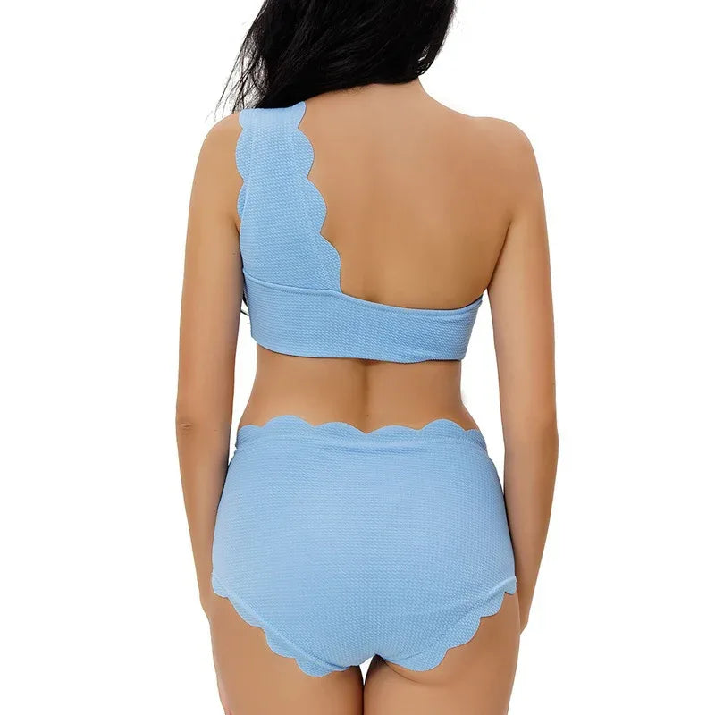 European And American-style Petal-patterned Sexy Off-shoulder High-waist Bikini - Gizmo Galaxy