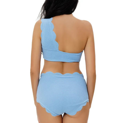 European And American-style Petal-patterned Sexy Off-shoulder High-waist Bikini - Gizmo Galaxy