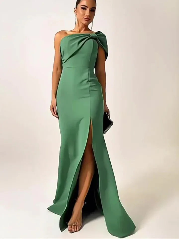 Green Bow Tube Top Evening Dress - Gizmo Galaxy
