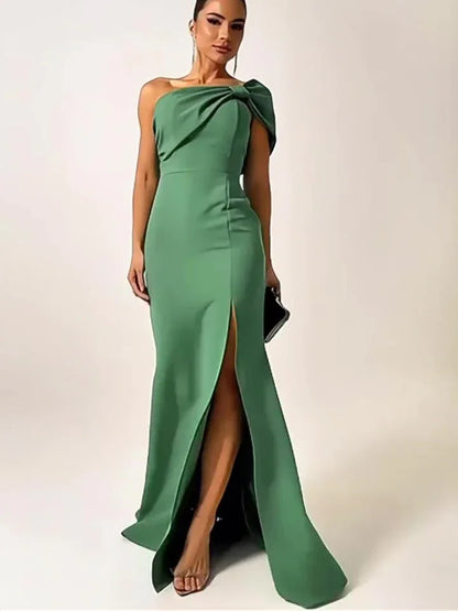 Green Bow Tube Top Evening Dress - Gizmo Galaxy