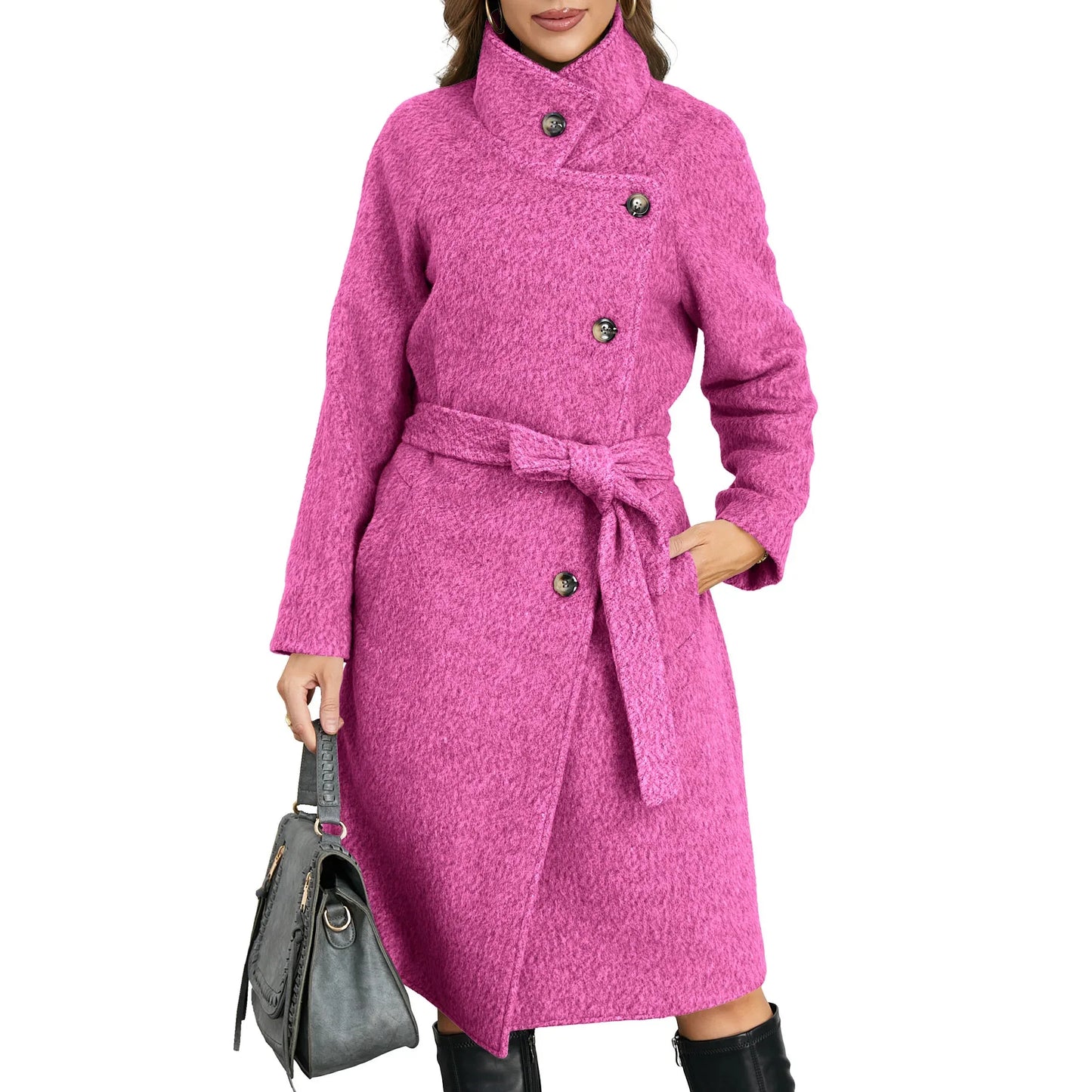 Solid Color Woolen Coat Warm Thickened - Gizmo Galaxy