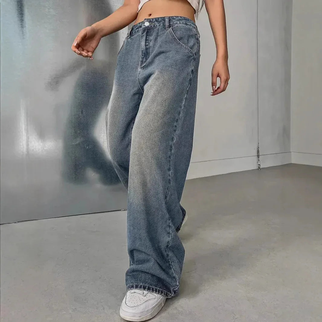 European And American Women's Washed Vintage Denim Pants - Gizmo Galaxy