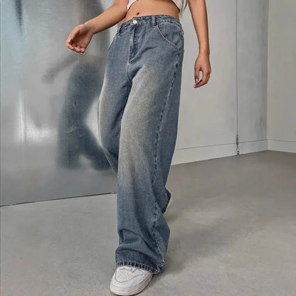 European And American Women's Washed Vintage Denim Pants - Gizmo Galaxy