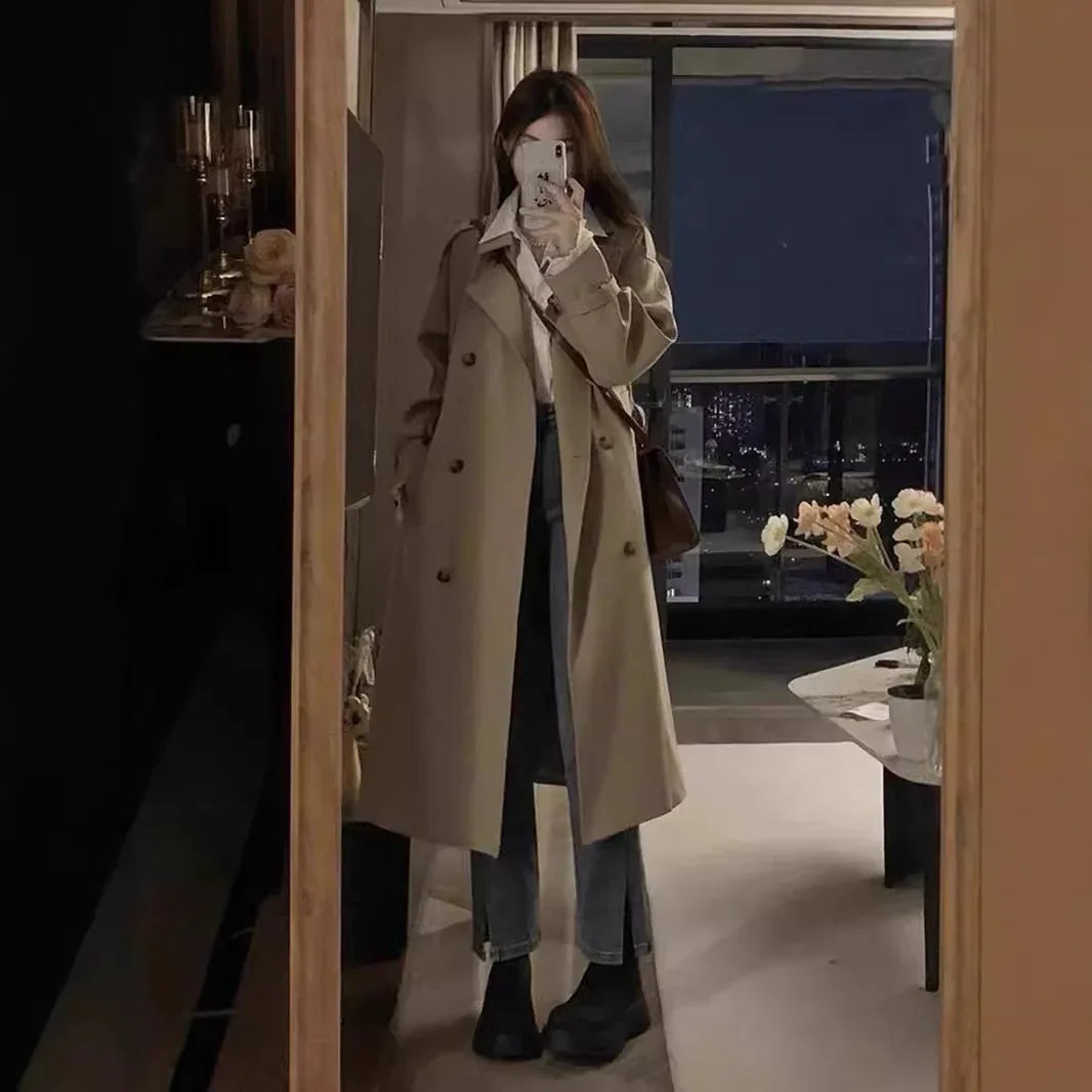 New Spring And Autumn British Style Mid-length Early Autumn Trench Coat For Women - Gizmo Galaxy