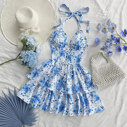 New SpringSummer European And American-style Camisole Top And Audrey Hepburn-inspired Designer Floral Dress - Gizmo Galaxy