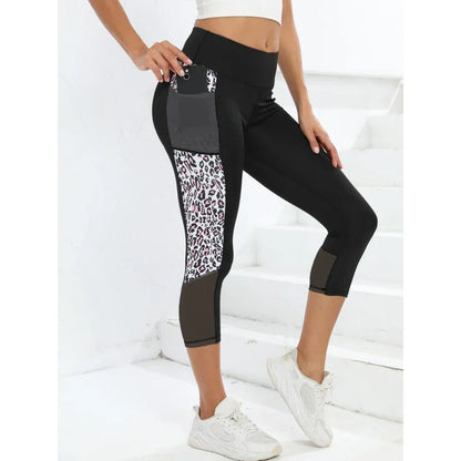 Female Leopard Splicing High Waist Yoga Pants - Gizmo Galaxy