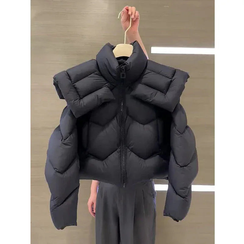 High-grade Cotton-padded Jacket Thick Black - Gizmo Galaxy