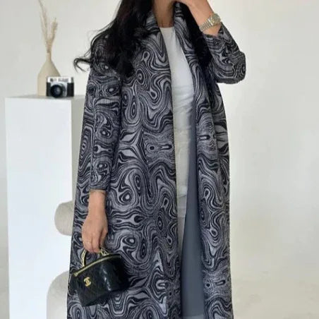 Pleated Trench Djellaba Hot-selling Printed Shawl Cardigan Ethnic Style Cloak Coat - Gizmo Galaxy