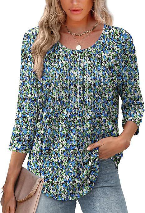 New Women's Long Sleeved Top, Fashionable And Casual Pleated Low Round Neck Women's T-shirt - Gizmo Galaxy