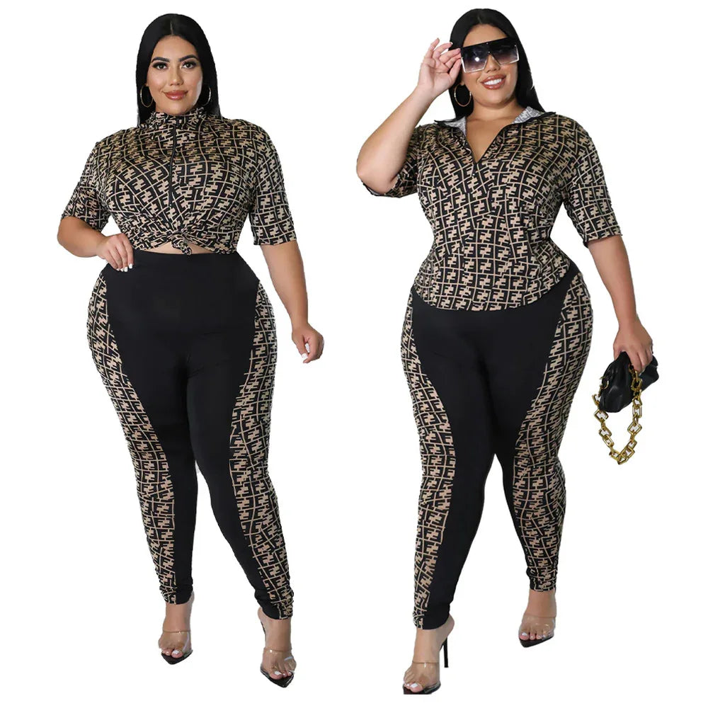 Digital-print Solid-color Patchwork Chic Casual Women's Suit - Gizmo Galaxy