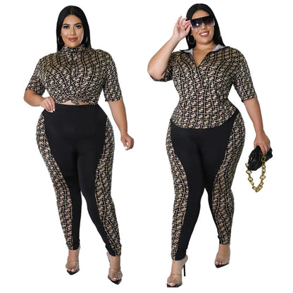 Digital-print Solid-color Patchwork Chic Casual Women's Suit - Gizmo Galaxy