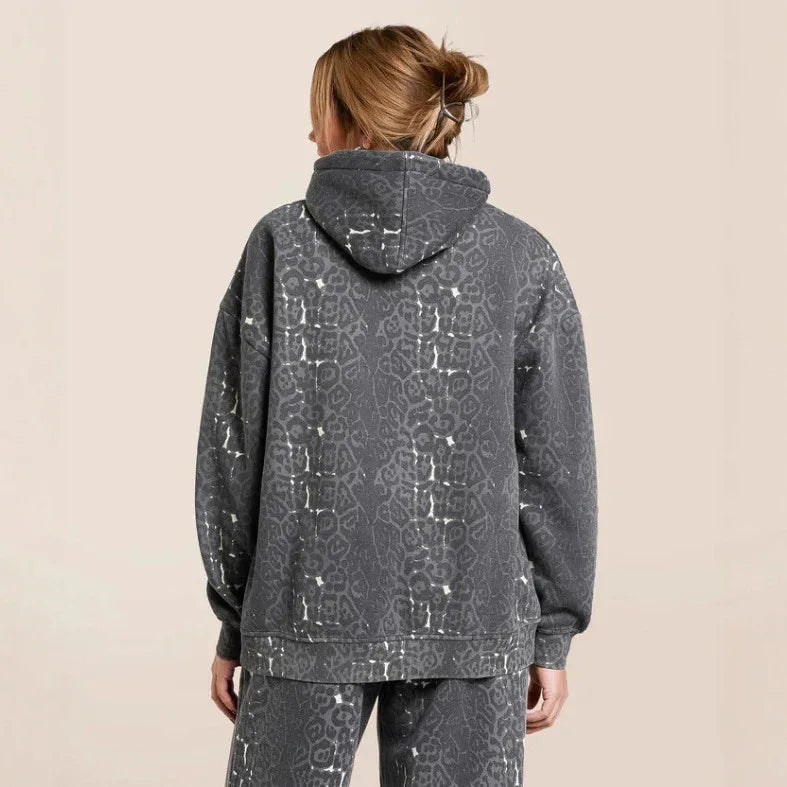 Fashionable Casual Hooded Sweatshirt And Wide Leg Pants Leopard Print Set - Gizmo Galaxy