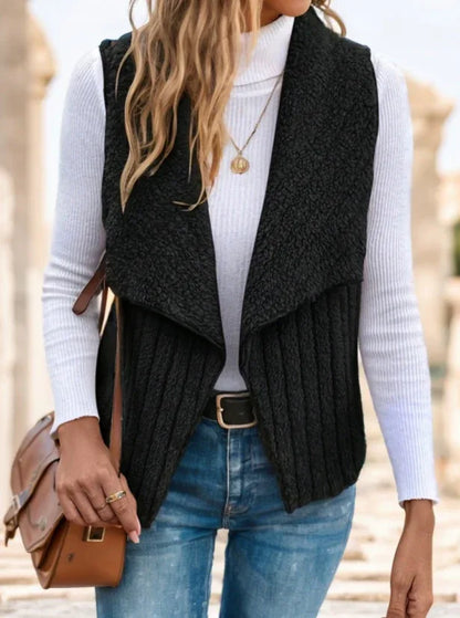 Waterfall Collar Open Front Vest Coat - Gizmo Galaxy