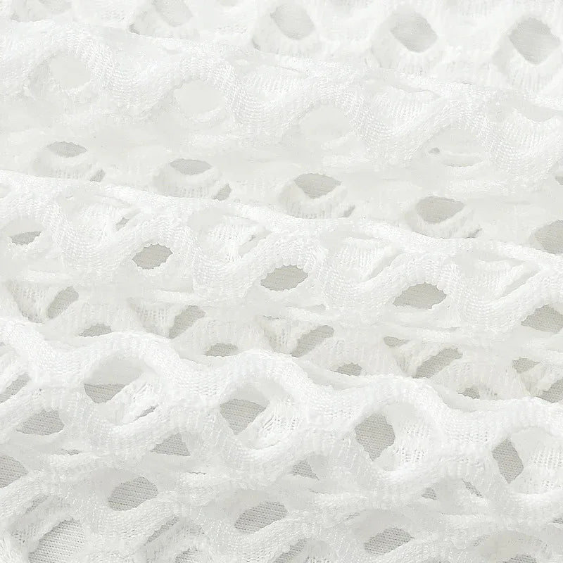 Lace Mesh Long Sleeve Narrow Casual Knitted Maxi Dress Suit - Gizmo Galaxy