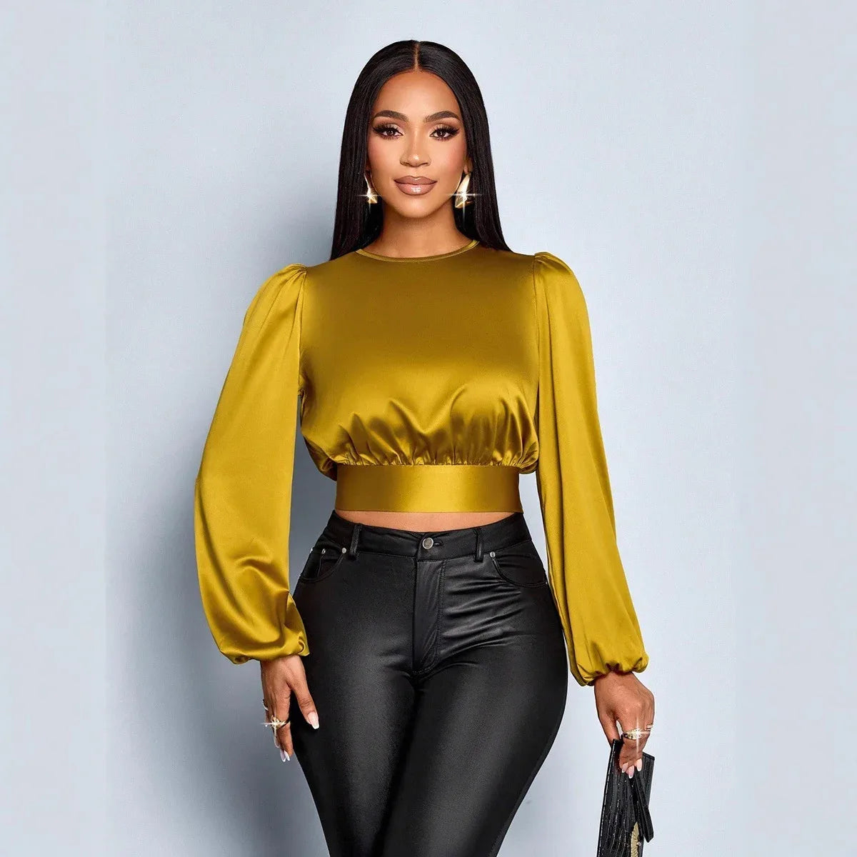 Satin Leopard Top Shirt Temperament Commute - Gizmo Galaxy