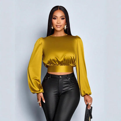 Satin Leopard Top Shirt Temperament Commute - Gizmo Galaxy