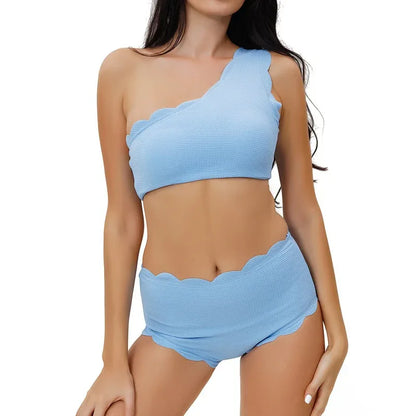 European And American-style Petal-patterned Sexy Off-shoulder High-waist Bikini - Gizmo Galaxy