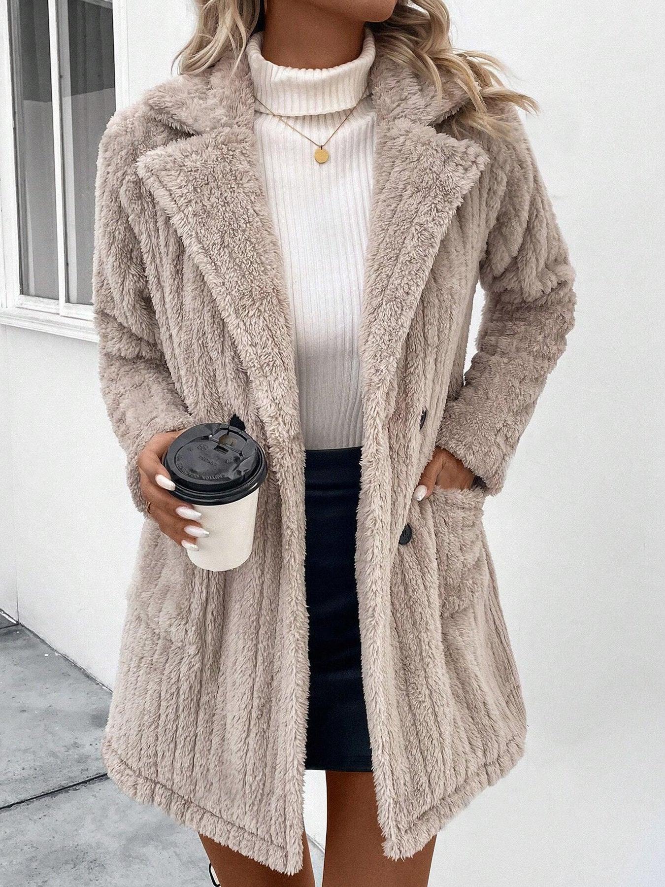 Double-sided Plush Lapel Cardigan Casual Top Coat - Gizmo Galaxy