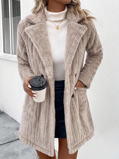Double-sided Plush Lapel Cardigan Casual Top Coat - Gizmo Galaxy