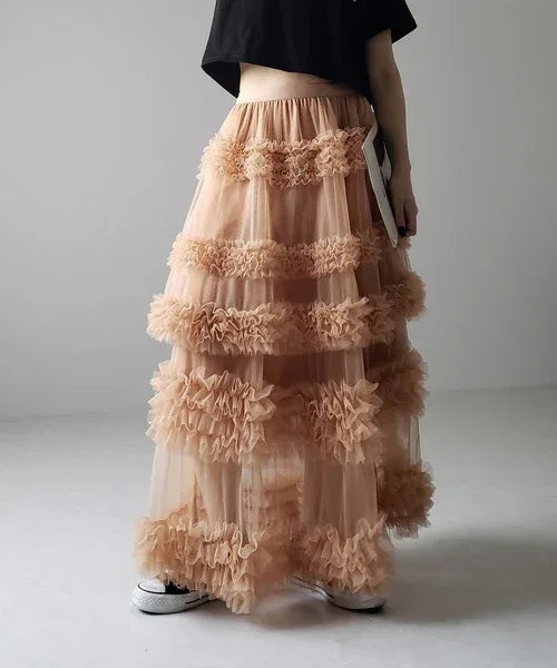 Three-layer Spliced Mesh Japanese-style Women's Skirt - Gizmo Galaxy
