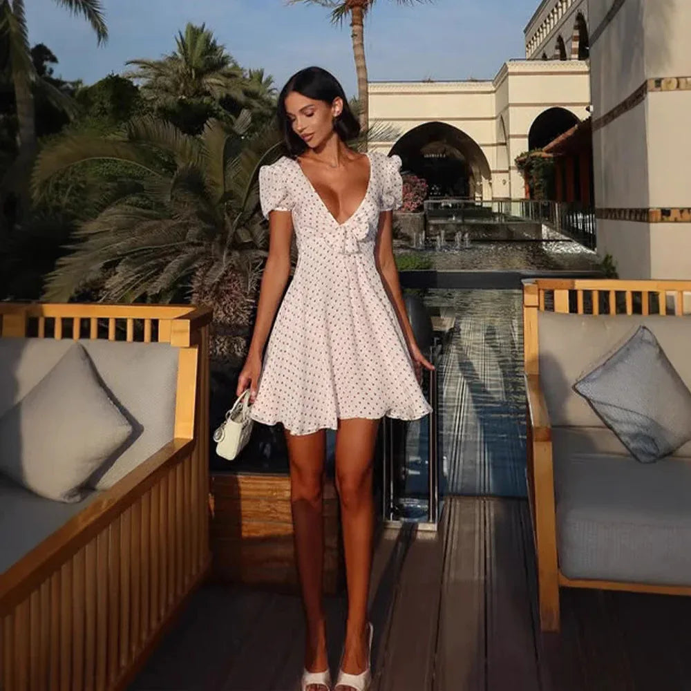 Summer New Arrival Sexy Low-Cut Dress With Bow Decoration - Gizmo Galaxy