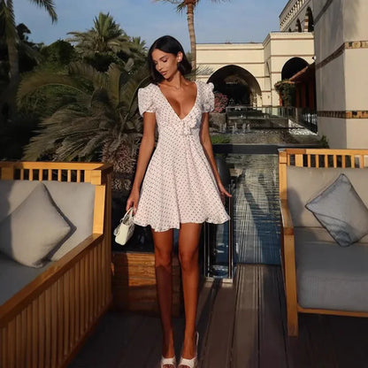 Summer New Arrival Sexy Low-Cut Dress With Bow Decoration - Gizmo Galaxy