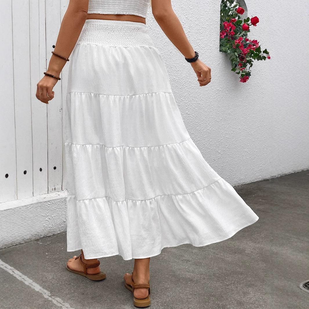 Autumn Stretch High-waisted Bohemian Casual Long Skirt - Gizmo Galaxy