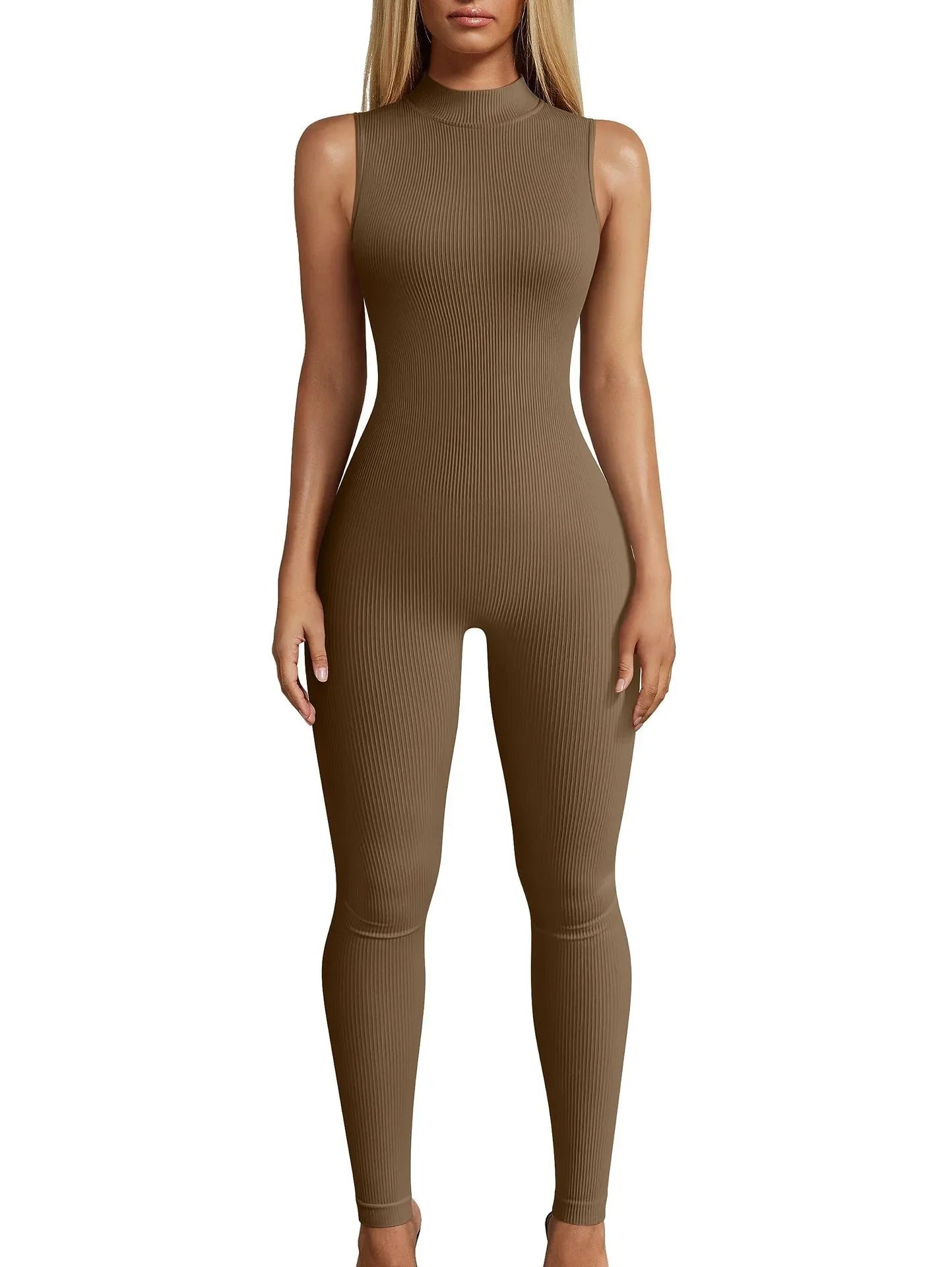 European And American Style Women Yoga Slim Rib Sleeveless Sports Jumpsuit - Gizmo Galaxy
