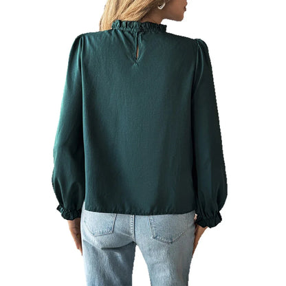 European And American Leisure Simple Style Long Sleeve Solid Color Stringy Selvedge Shirt - Gizmo Galaxy