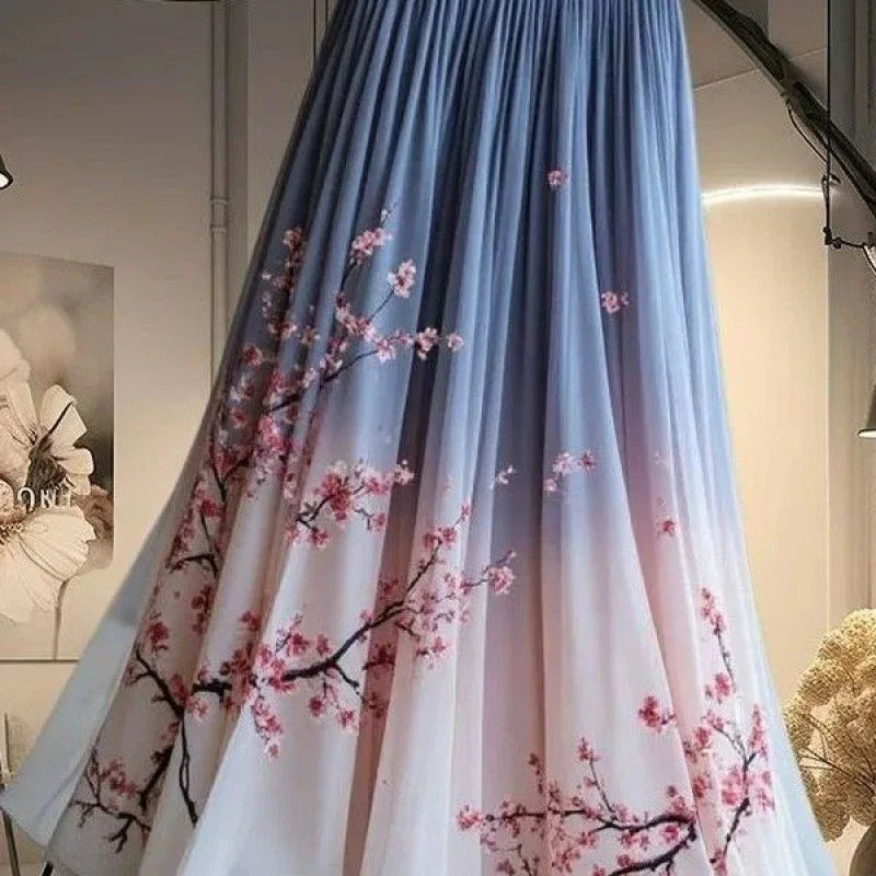 Women's Chinese-style Printed Skirt - Gizmo Galaxy