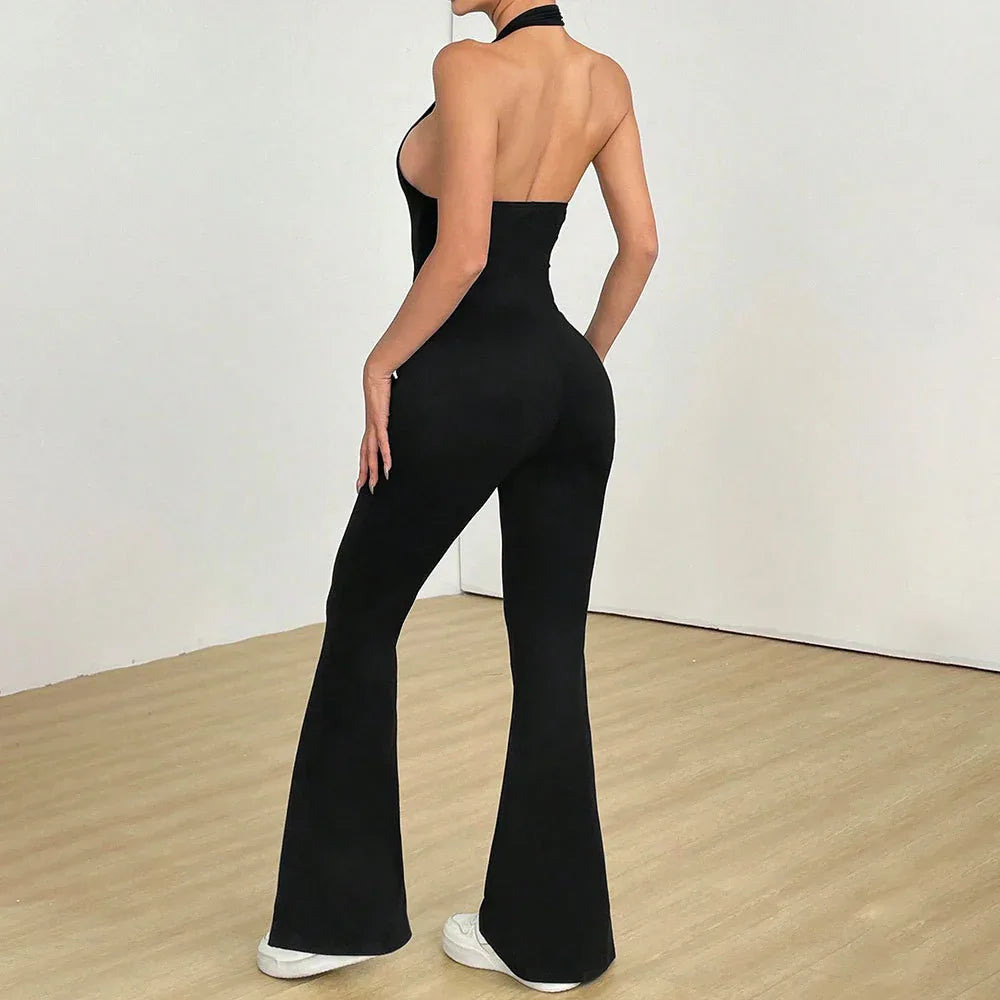 Sheer Hollowed-Out Beautiful-Back Bodycon Jumpsuit Summer New Arrival One-Piece Jumpsuit Butt-Lifting Sports & Fitness Jumpsuit - Gizmo Galaxy