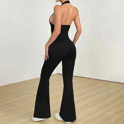 Sheer Hollowed-Out Beautiful-Back Bodycon Jumpsuit Summer New Arrival One-Piece Jumpsuit Butt-Lifting Sports & Fitness Jumpsuit - Gizmo Galaxy