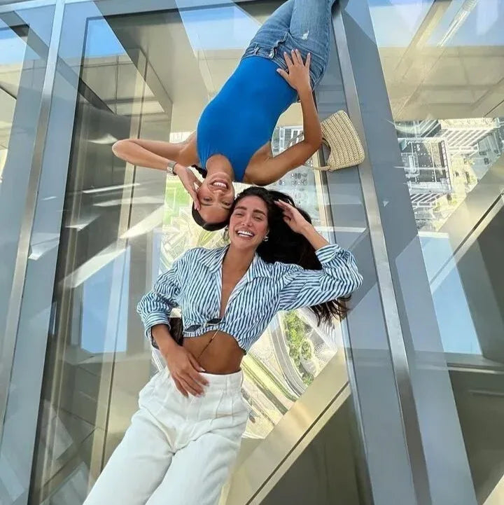 Women's Turn-down Collar Striped Long Sleeve Shirt - Gizmo Galaxy