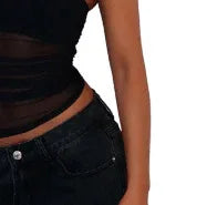 Women's Clothing Mesh Pleats Slim-fitting Suspenders Vest - Gizmo Galaxy