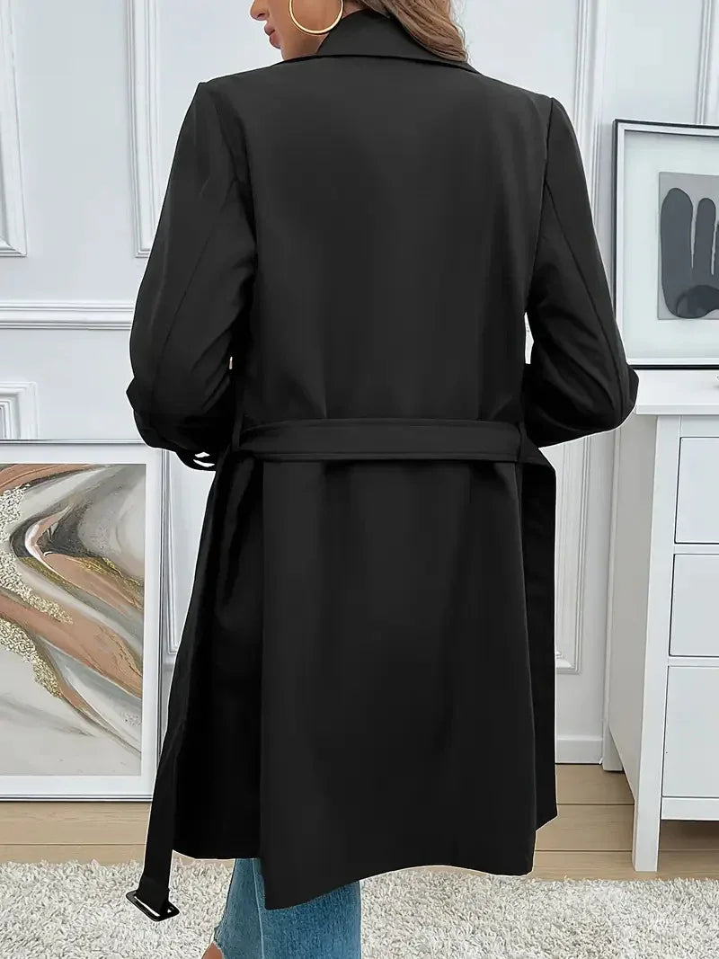 Elegant Belted Trench Coat For Women - Gizmo Galaxy