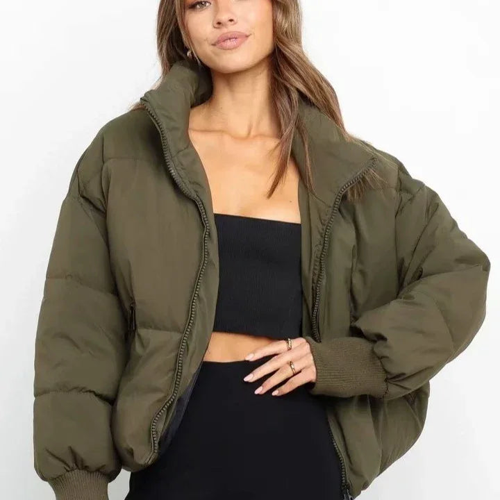 Women's Urban Leisure Versatile Stand Collar Puffer Jacket Coat - Gizmo Galaxy