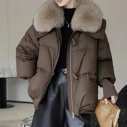 Down Cotton-padded Jacket Women's Short Fur Collar Thickened Coat Winter Clothing - Gizmo Galaxy