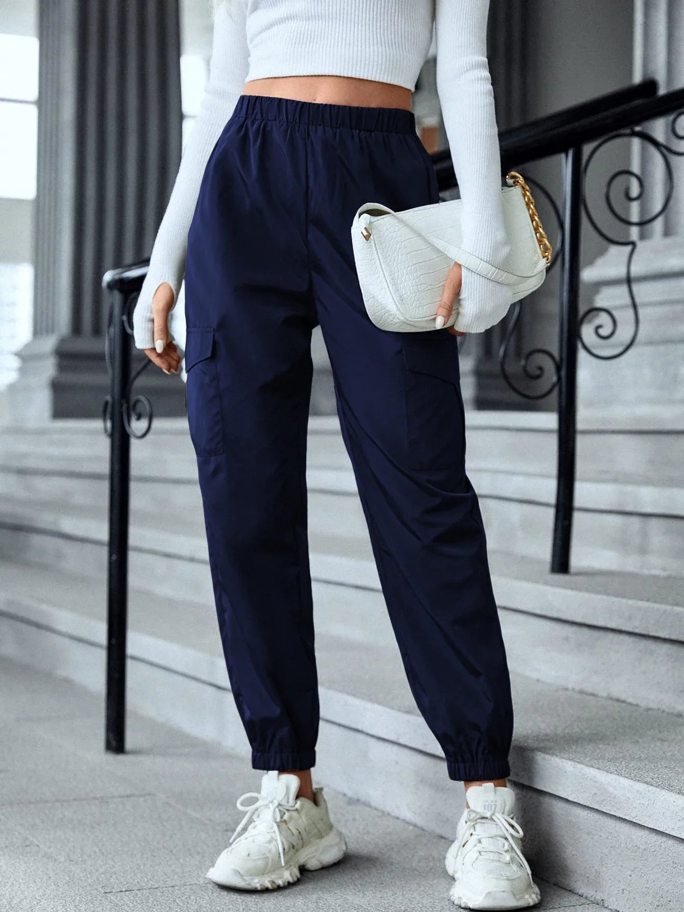 Multi-Color Casual Working Pants Multi-pocket Skinny Pants - Gizmo Galaxy
