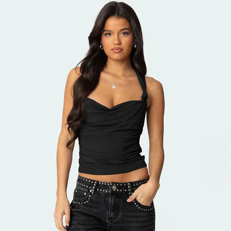 Women's Pleated Cross Cool Spicy Backless Underwaist - Gizmo Galaxy