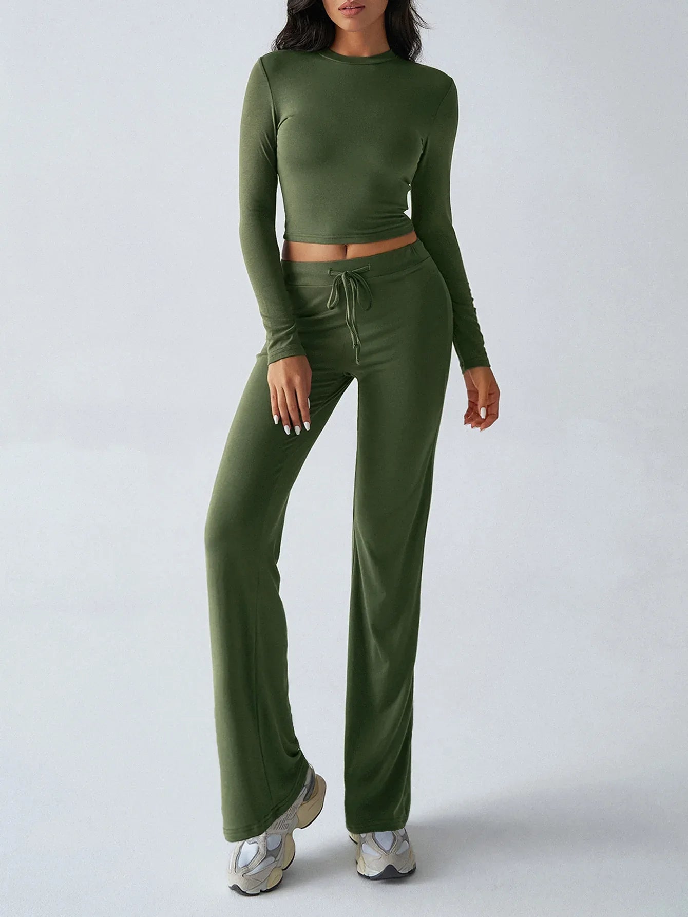 Sports Yoga Style Long-sleeved Straight Pants Casual Suit - Gizmo Galaxy