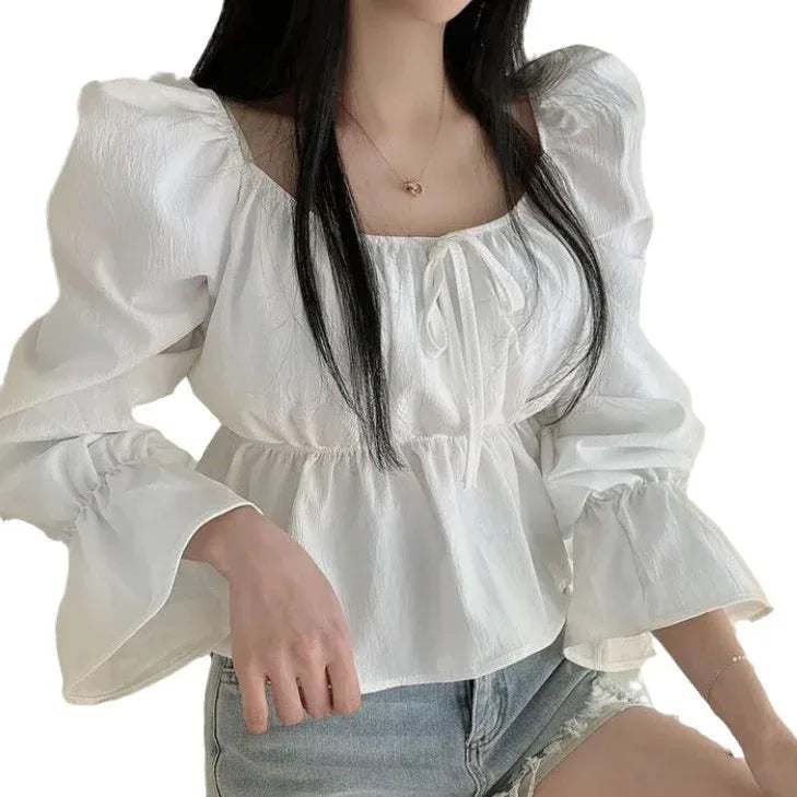 Korean Style Gentle Puff Sleeve Shirt Women - Gizmo Galaxy