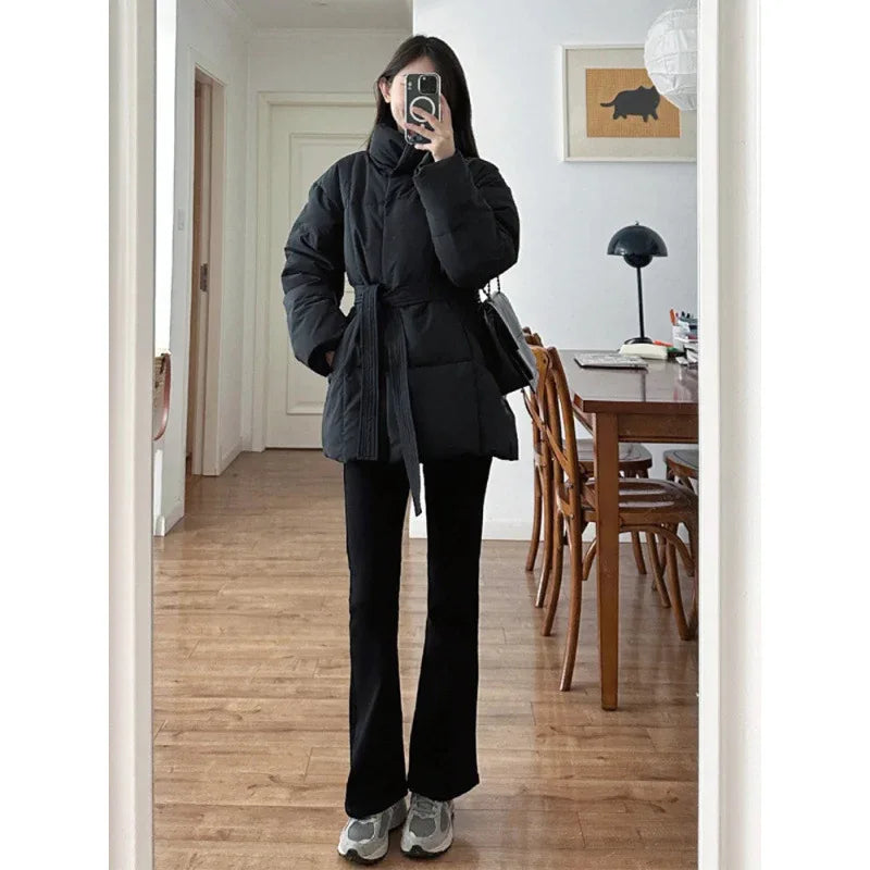 Waist-controlled Lace-up Cotton Coat Jacket Women - Gizmo Galaxy