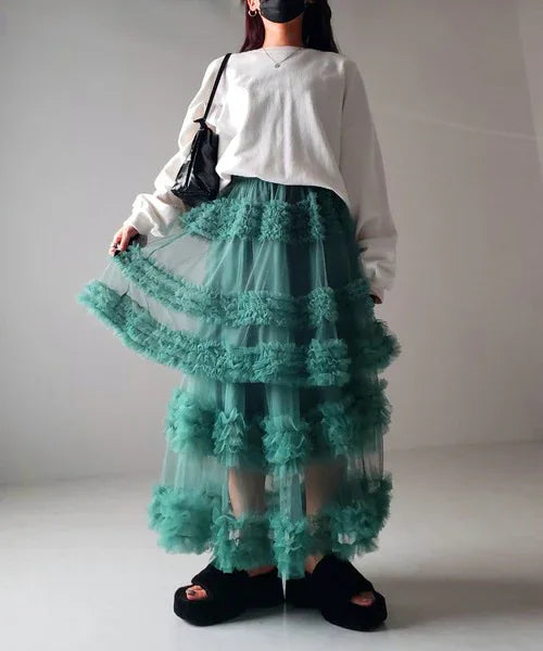 Three-layer Spliced Mesh Japanese-style Women's Skirt - Gizmo Galaxy