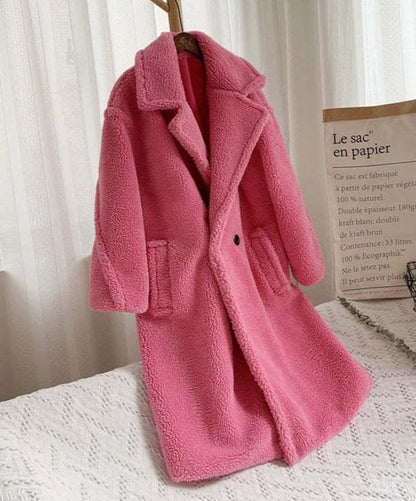 Lapel Lamb Fleece Coat With Pockets Faux Fur Coat Winter Warm Thickening Long Windbreaker Women's Clothing - Gizmo Galaxy