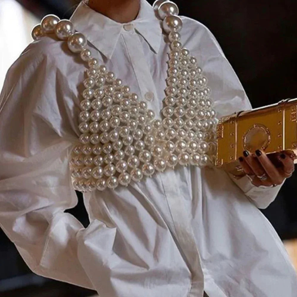 Sexy Fashion Pearl Suspender Vest - Gizmo Galaxy